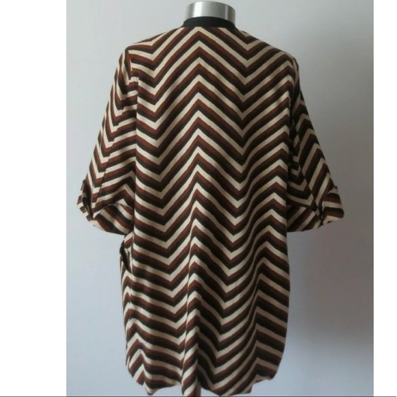 Eva Franco Chevron Car Coat in Brown Motif - Picture 5 of 9